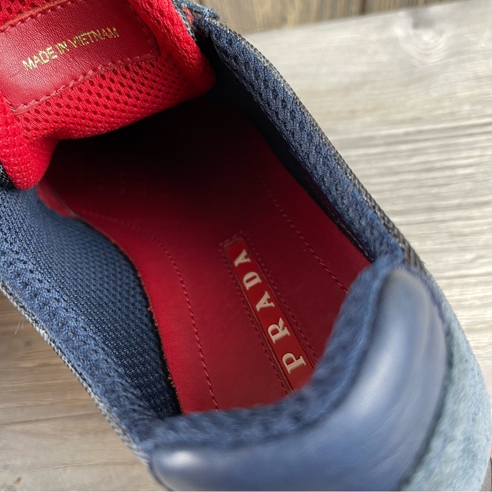 PRADA Women’s Designer Suede Nylon Camouflage Camo Sneakers Casual Shoes Sz:37.5 - Picture 12 of 16